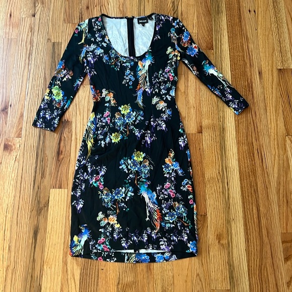 JUST CAVALLI bodycon floral tropical sheath dress size small - Picture 1 of 7